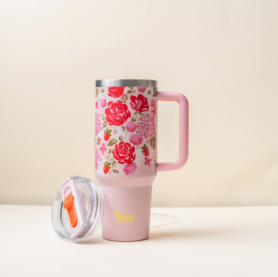 40oz Flip Straw Tumbler, Rose Garden