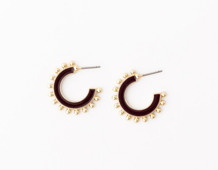 Hadley Maroon Gold Dotted Earrings