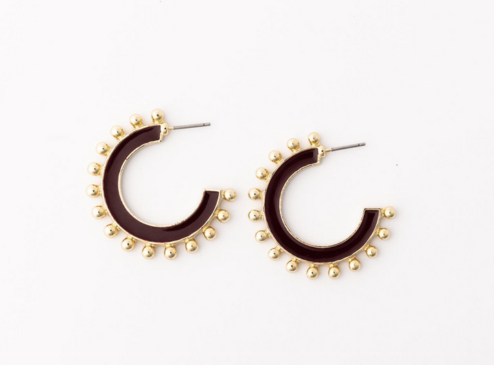 Hadley Maroon Gold Dotted Earrings