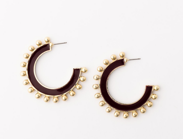 Hadley Maroon Gold Dotted Earrings