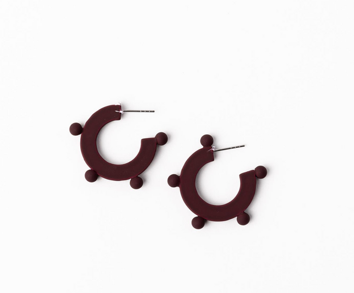 Astrid Maroon Dotted Hoop Earrings