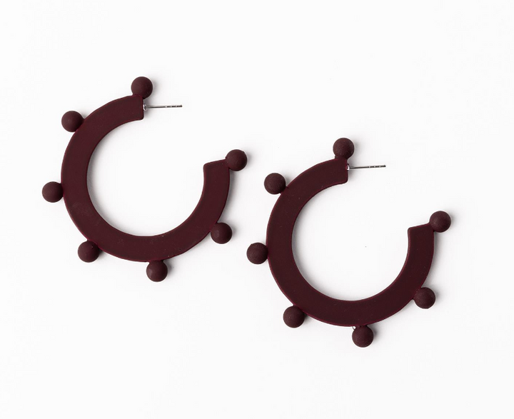 Astrid Maroon Dotted Hoop Earrings