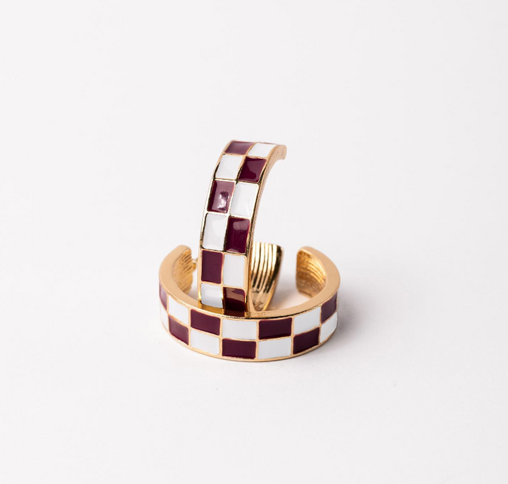 Sunny Checkered Hoop Earrings