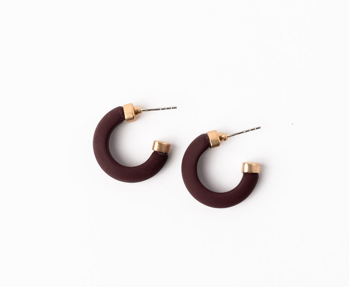 Amanda Simple Maroon Hoop Earrings