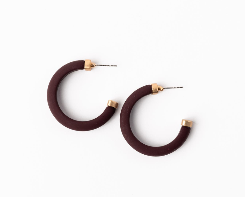 Amanda Simple Maroon Hoop Earrings