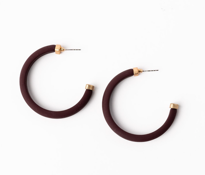 Amanda Simple Maroon Hoop Earrings