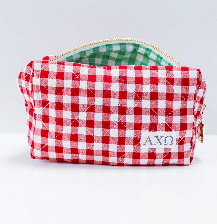 Sorority Gingham Quilted Makeup Bag