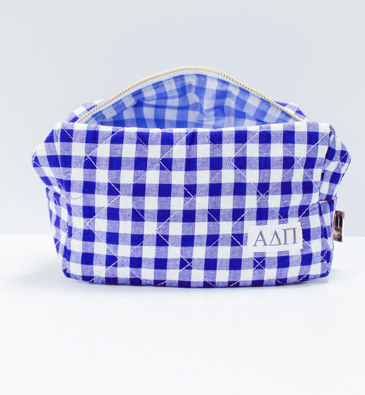 Sorority Gingham Quilted Makeup Bag