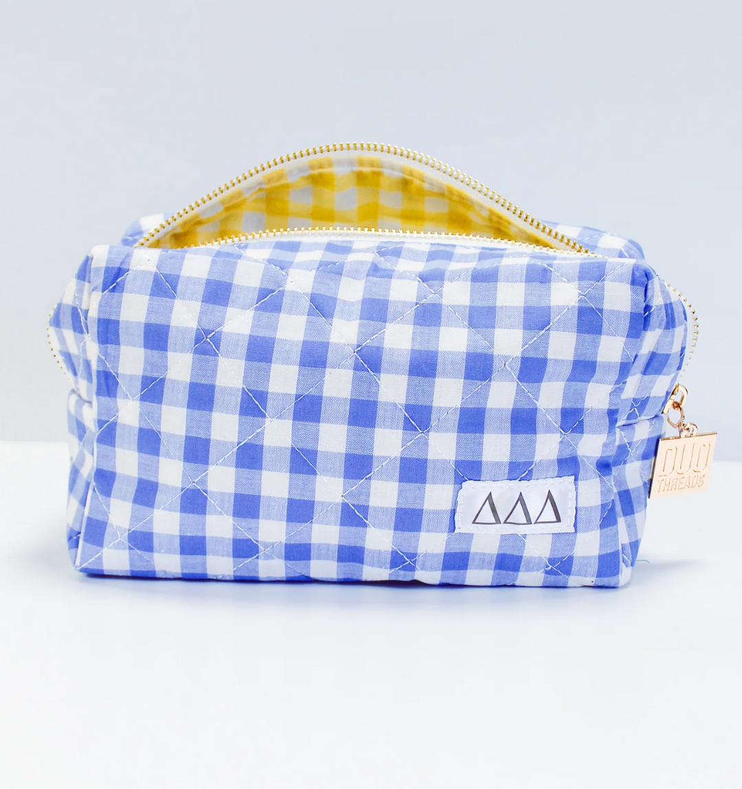 Sorority Gingham Quilted Makeup Bag