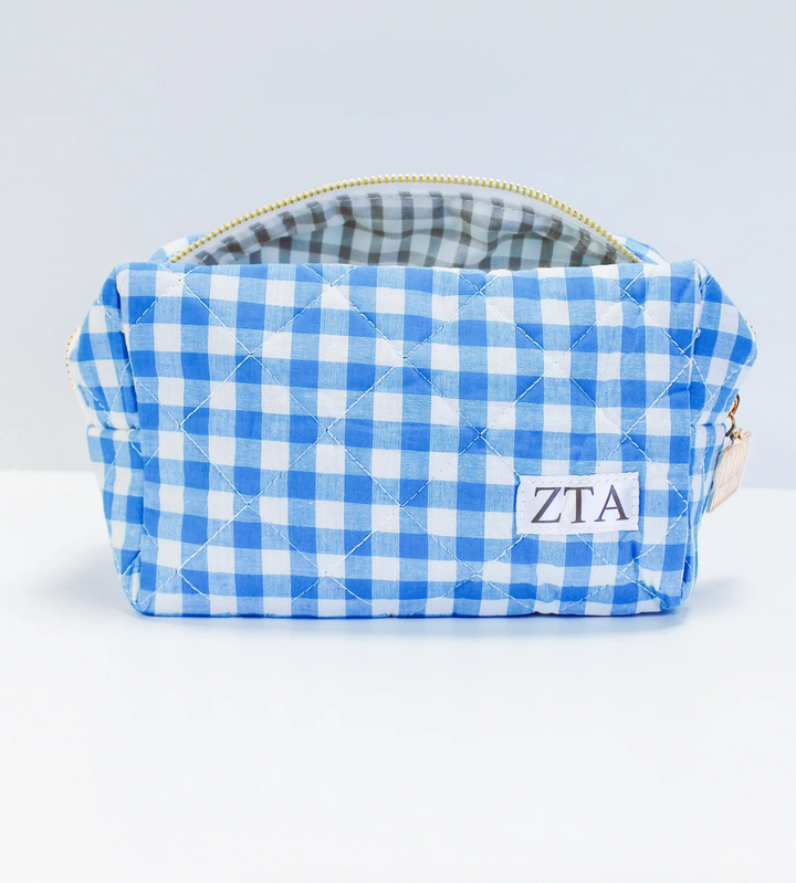 Sorority Gingham Quilted Makeup Bag