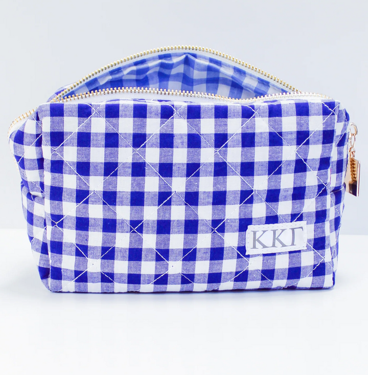 Sorority Gingham Quilted Makeup Bag