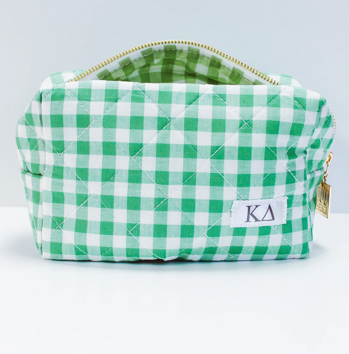 Sorority Gingham Quilted Makeup Bag