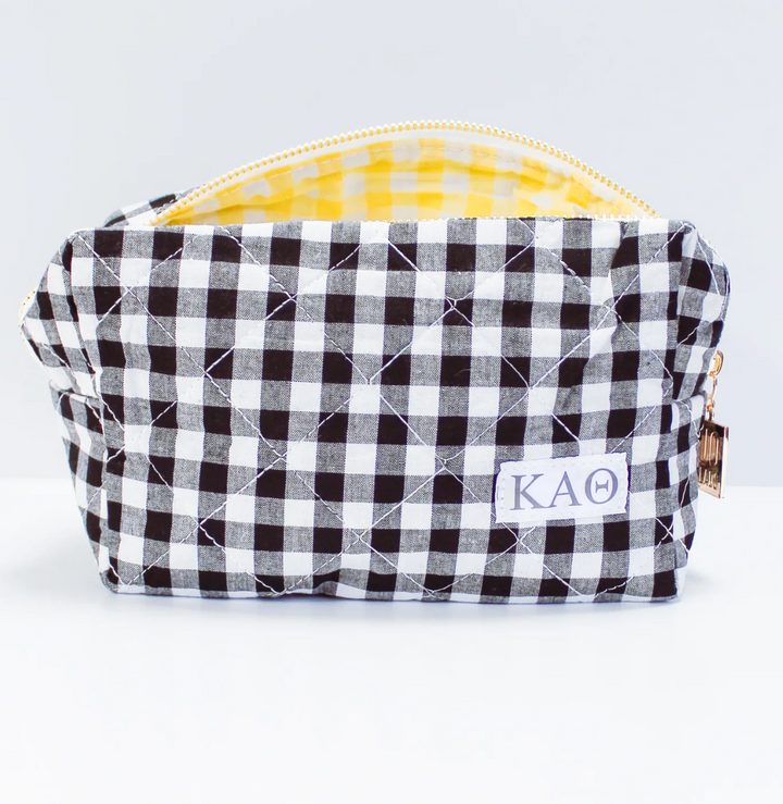 Sorority Gingham Quilted Makeup Bag