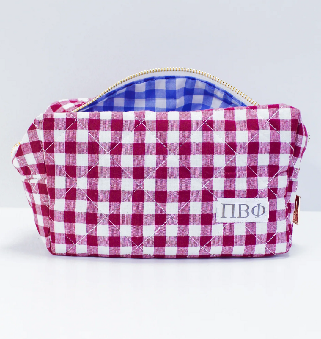 Sorority Gingham Quilted Makeup Bag