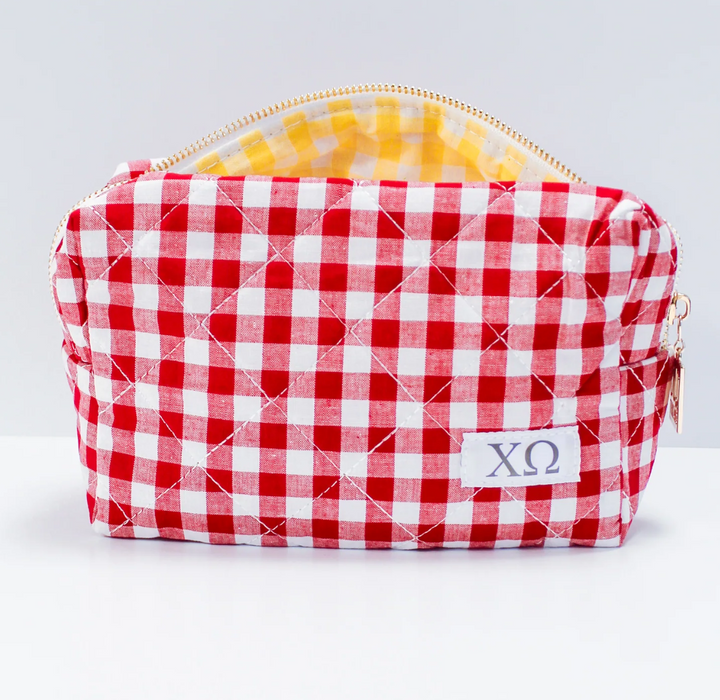 Sorority Gingham Quilted Makeup Bag