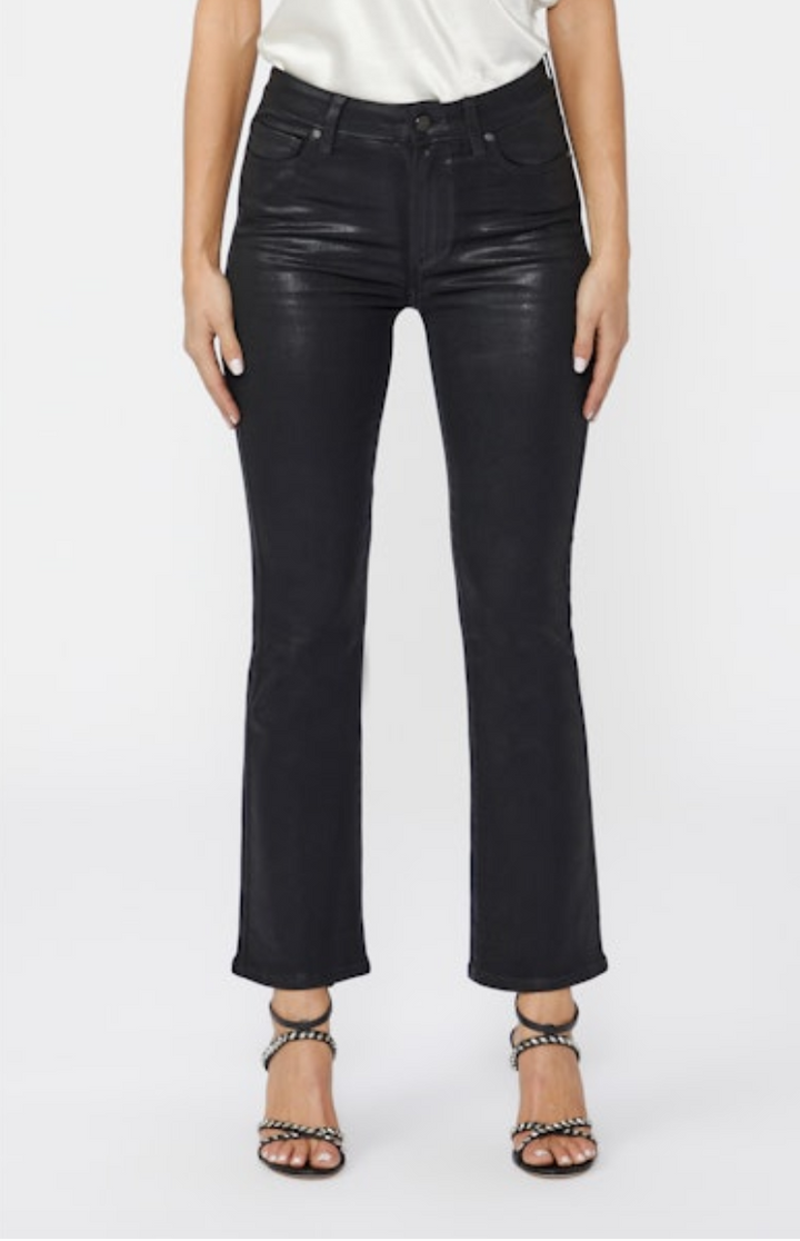 Claudine Flare Jean, Black Fog Luxe Coating