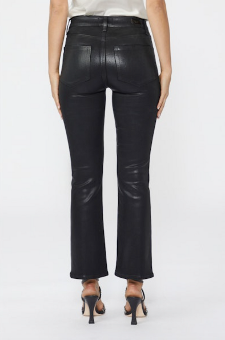 Claudine Flare Jean, Black Fog Luxe Coating