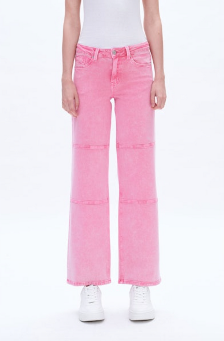 Judy Mid Rise Wide Leg Pants, Pink