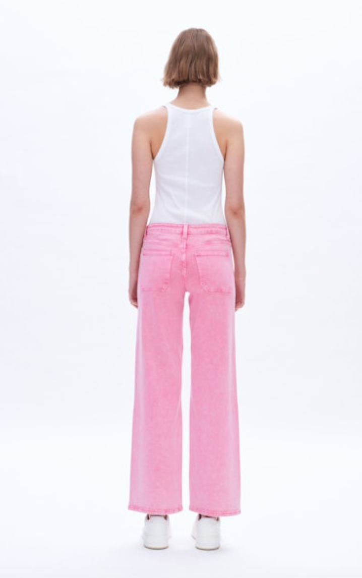 Judy Mid Rise Wide Leg Pants, Pink