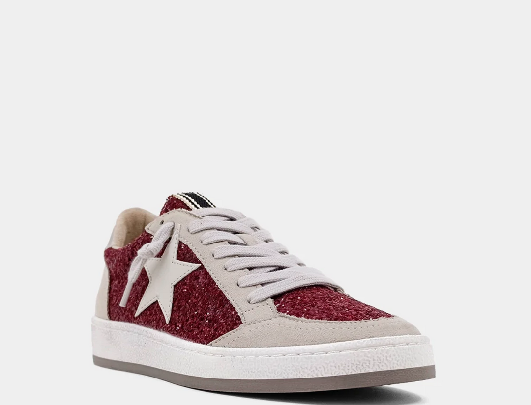 Paz Sneaker, Maroon Glitter