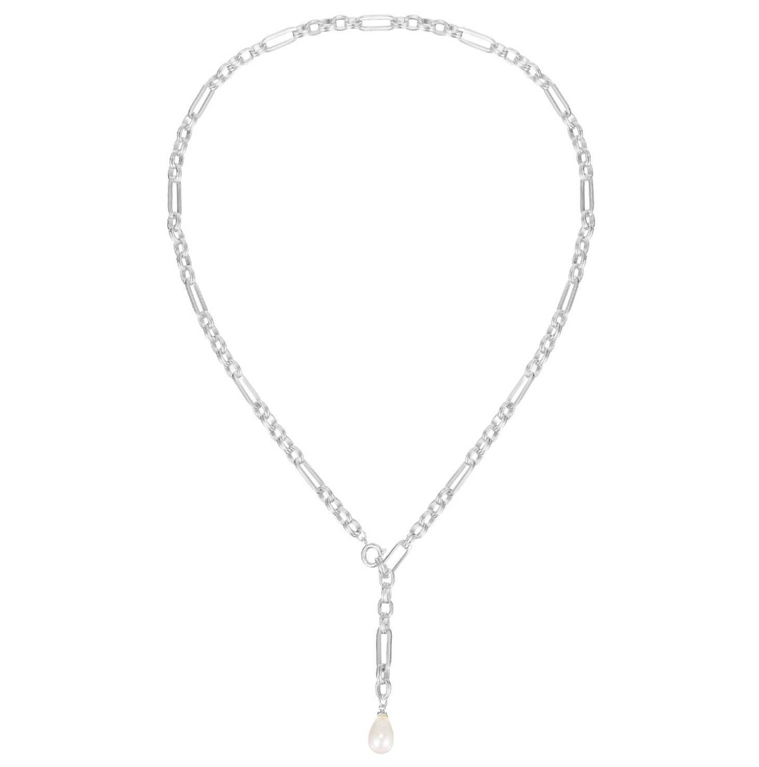 Allure Pearl Lariat Necklace, Silver