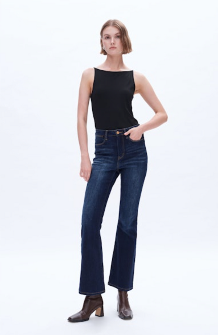 High Rise Flare Jeans, Dark Wash