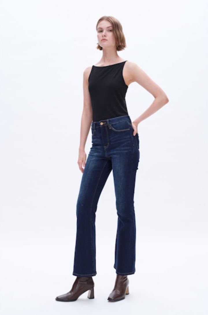 High Rise Flare Jeans, Dark Wash