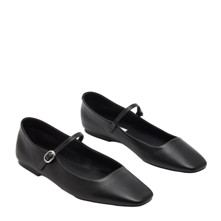 Maple Ballet Flat, Black Leather