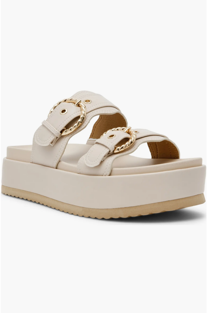 Serpent Platform Slide Sandal, Ivory Smooth