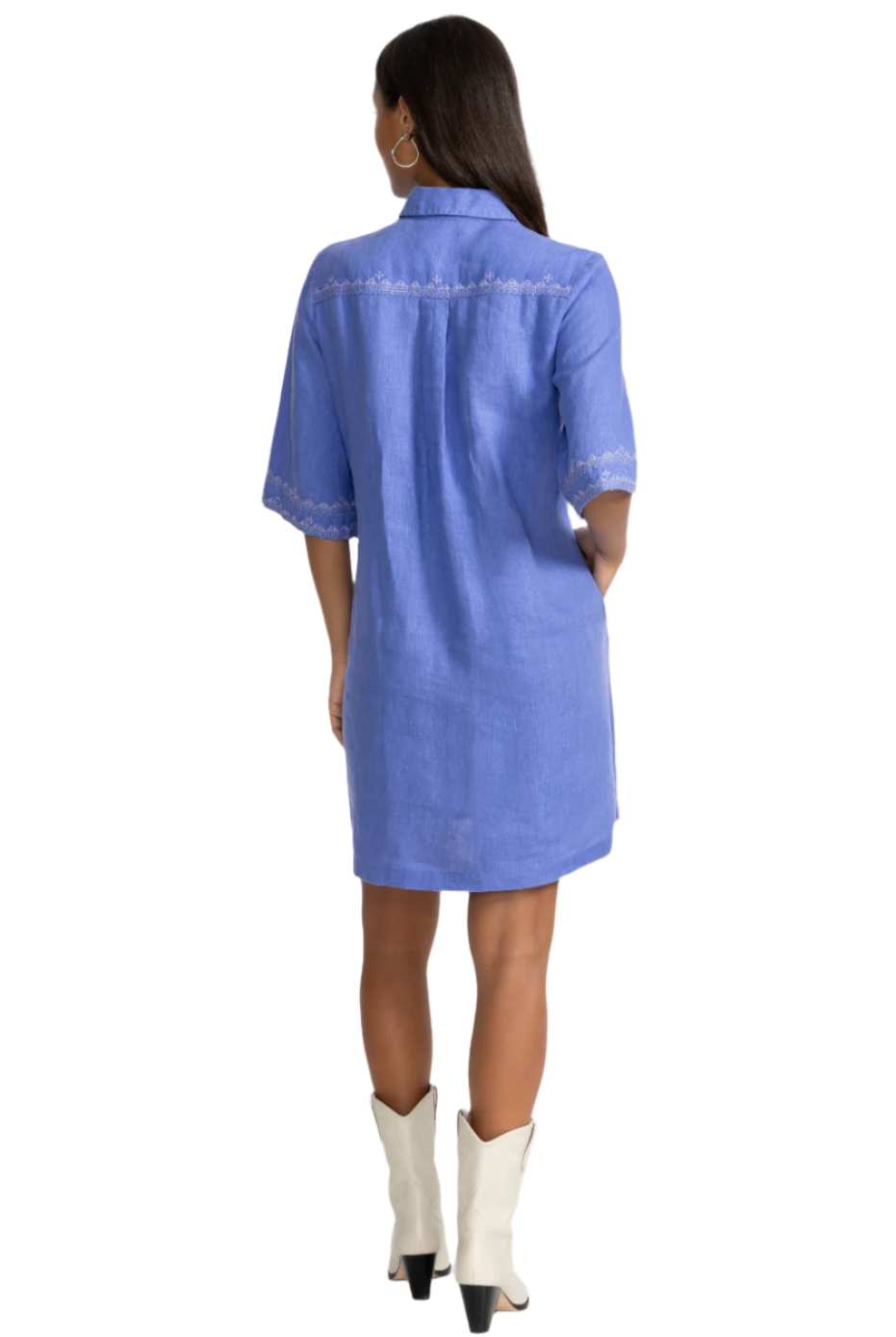 Kimono Sleeve Linen Shirt Dress, Baja Blue