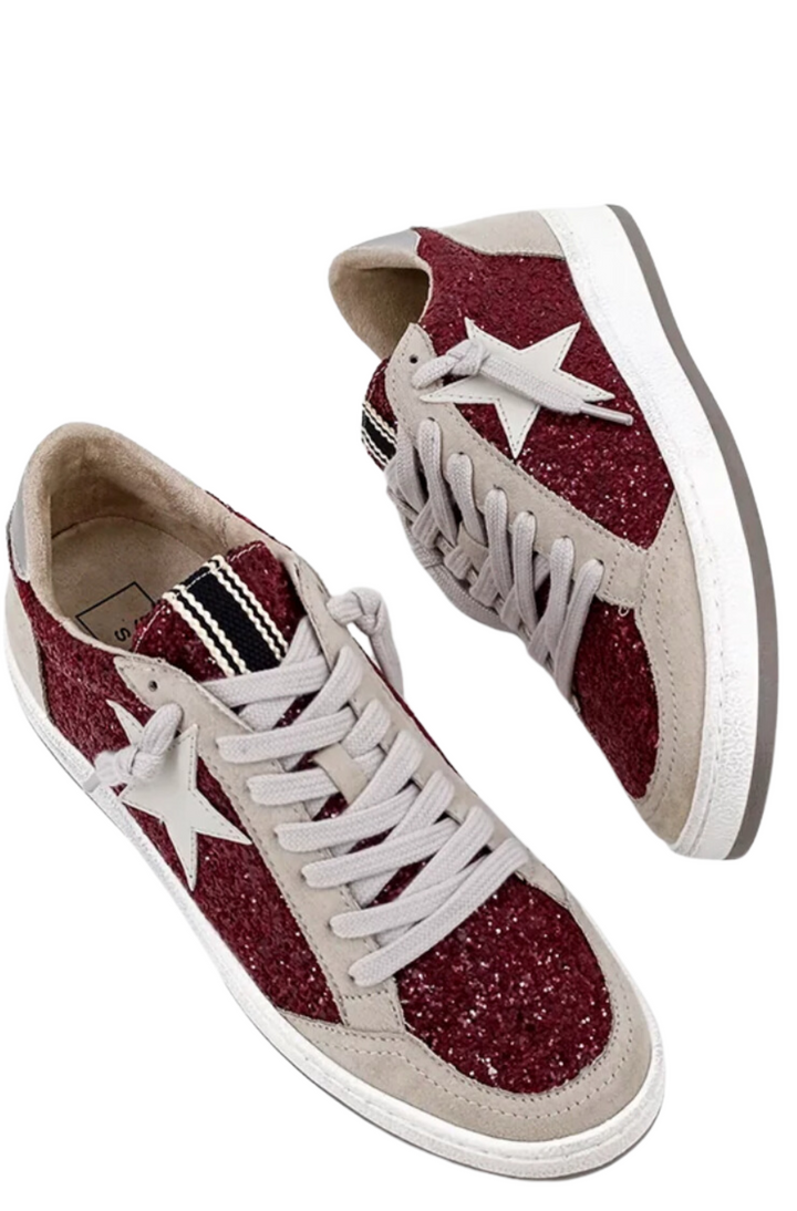 Paz Sneaker, Maroon Glitter