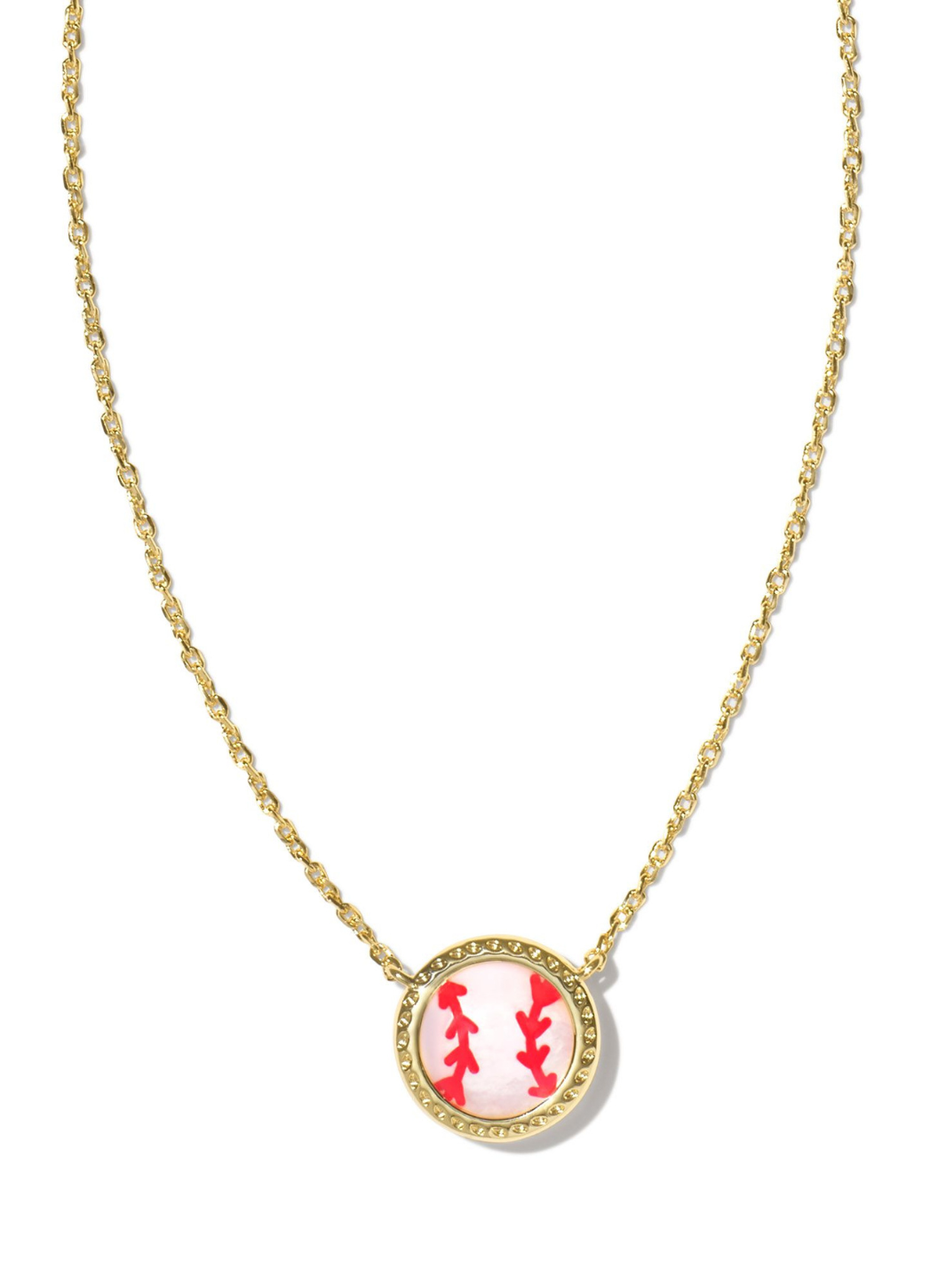 Baseball Gold Short Pendant Necklace, Ivory MOP