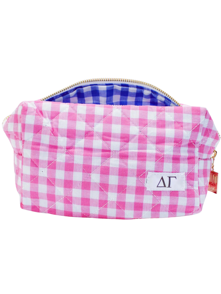 Sorority Gingham Quilted Makeup Bag