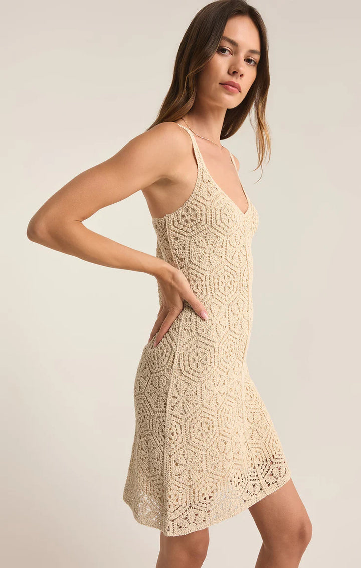 Allure Crochet Mini Dress, Natural