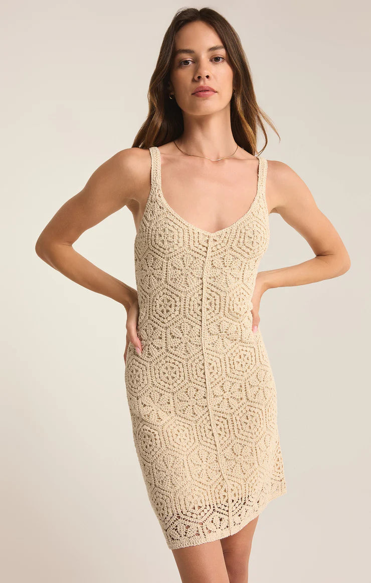 Allure Crochet Mini Dress, Natural