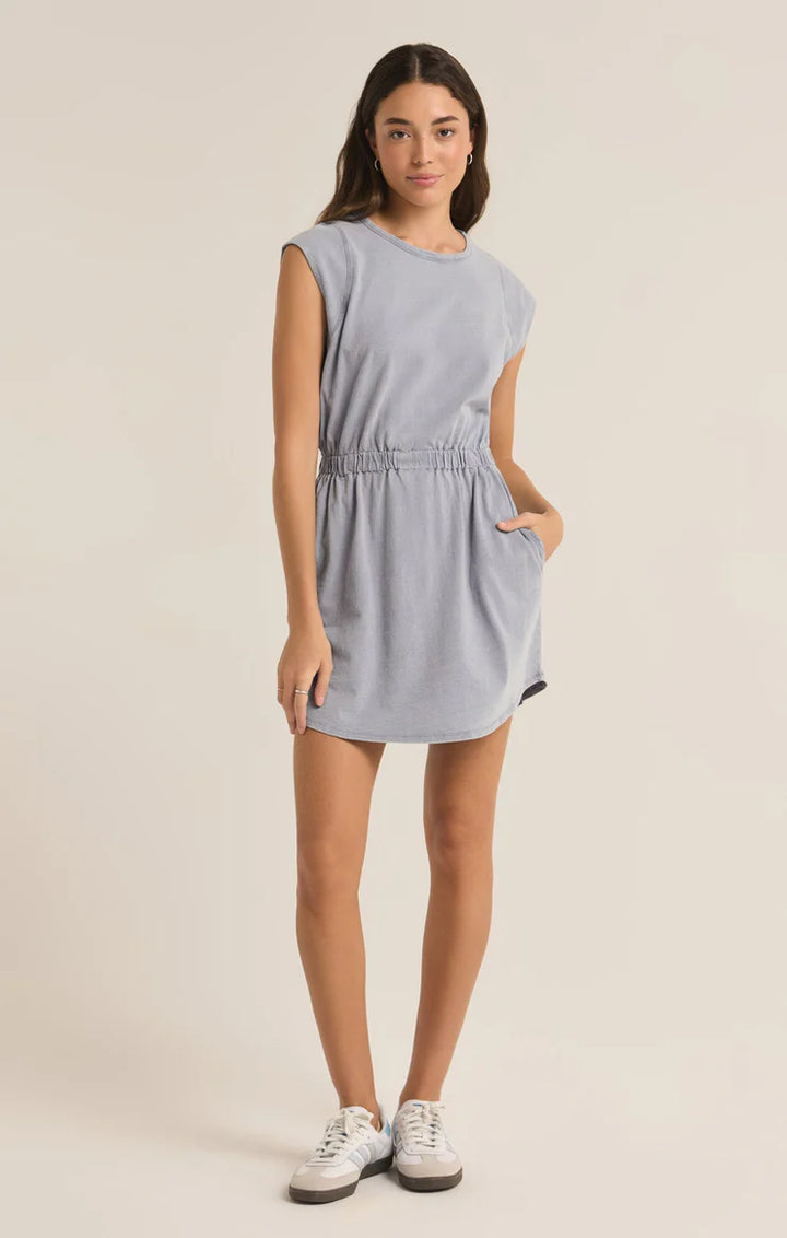 Paxton Knit Denim Dress, Washed Indigo