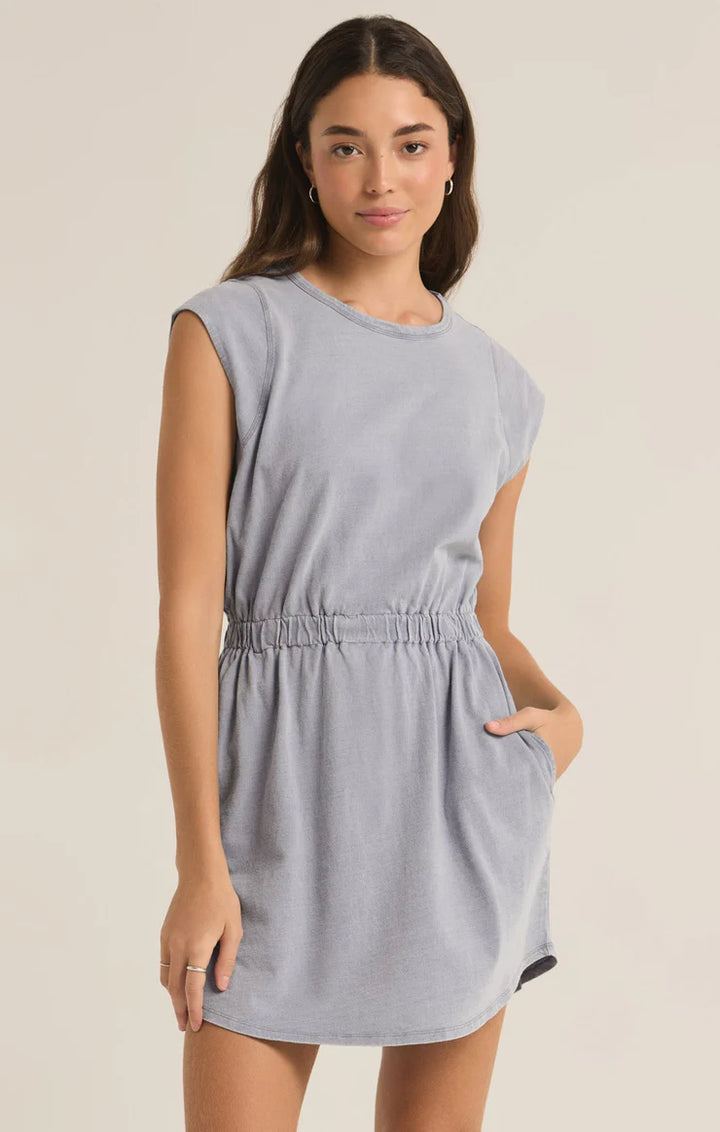 Paxton Knit Denim Dress, Washed Indigo