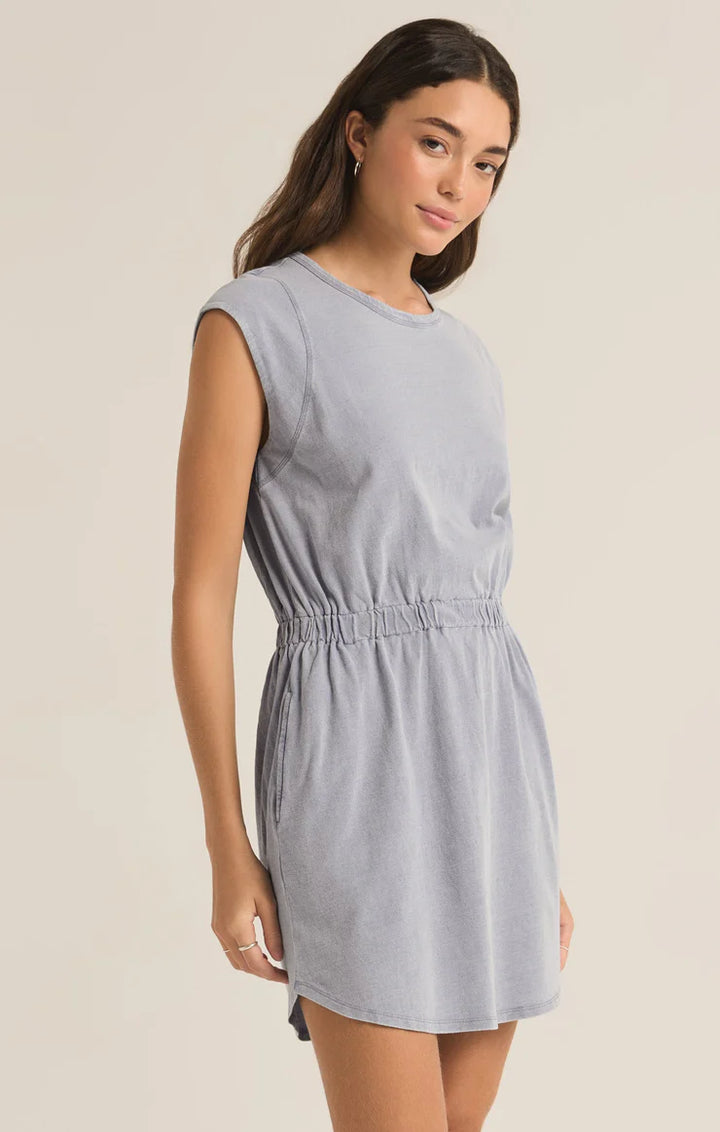 Paxton Knit Denim Dress, Washed Indigo