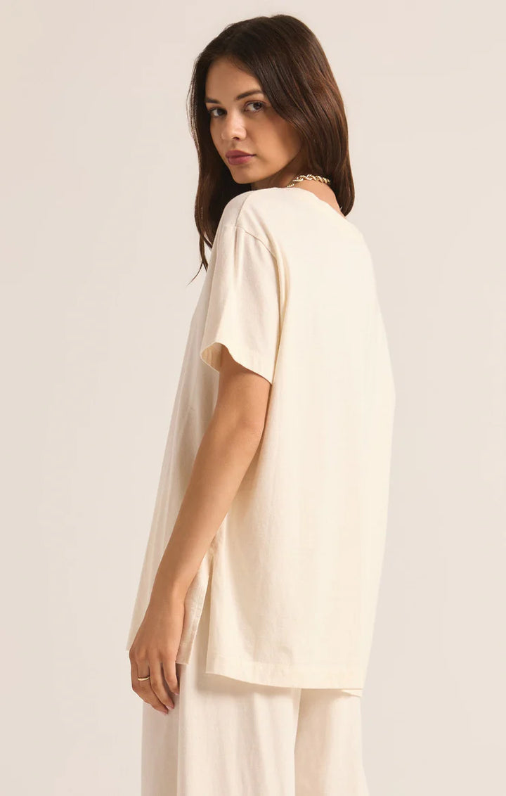 Shayla Crew Neck Tee, Sea Salt