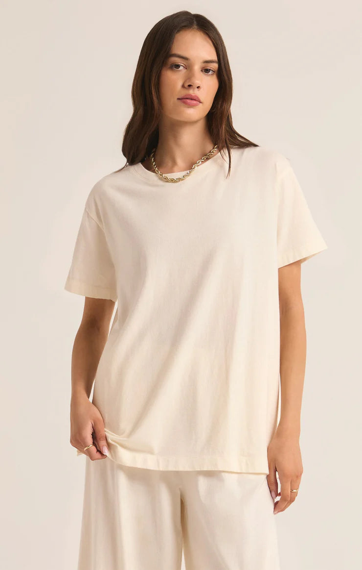 Shayla Crew Neck Tee, Sea Salt