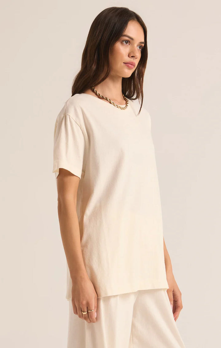 Shayla Crew Neck Tee, Sea Salt