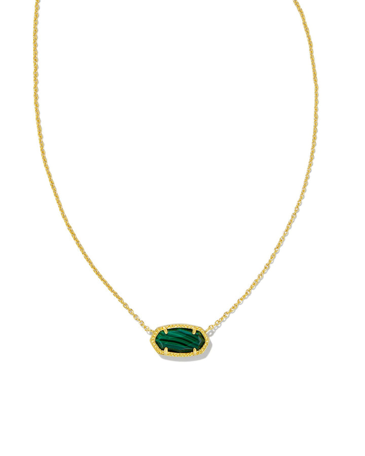 Elisa Gold Pendant Necklace, Green Malachite