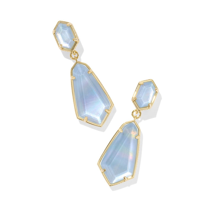 Hallie Gold Convertible Drop Earrings, Sky Blue MOP