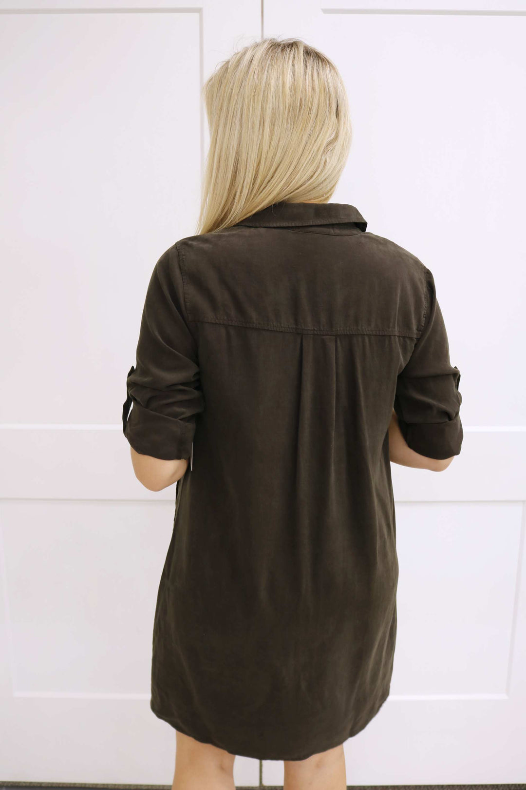 Long Sleeve A-Line Dress, Quartz Brown