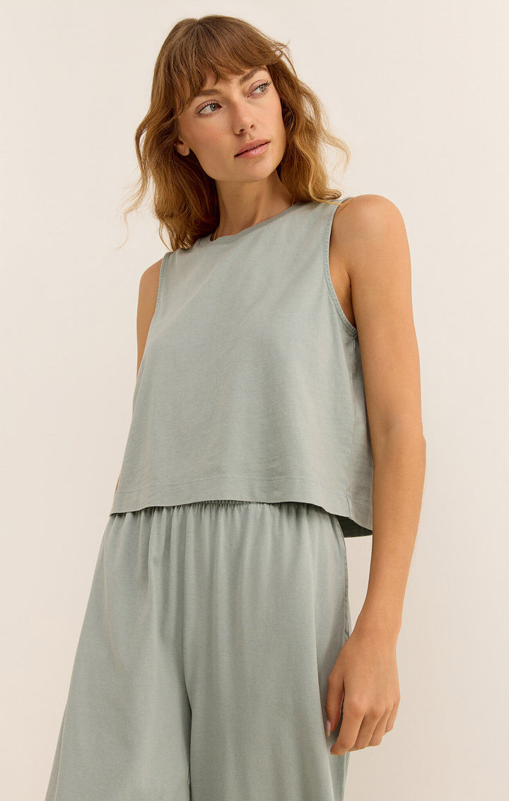 Sloane Jersey Muscle Tank, Harbor Gray