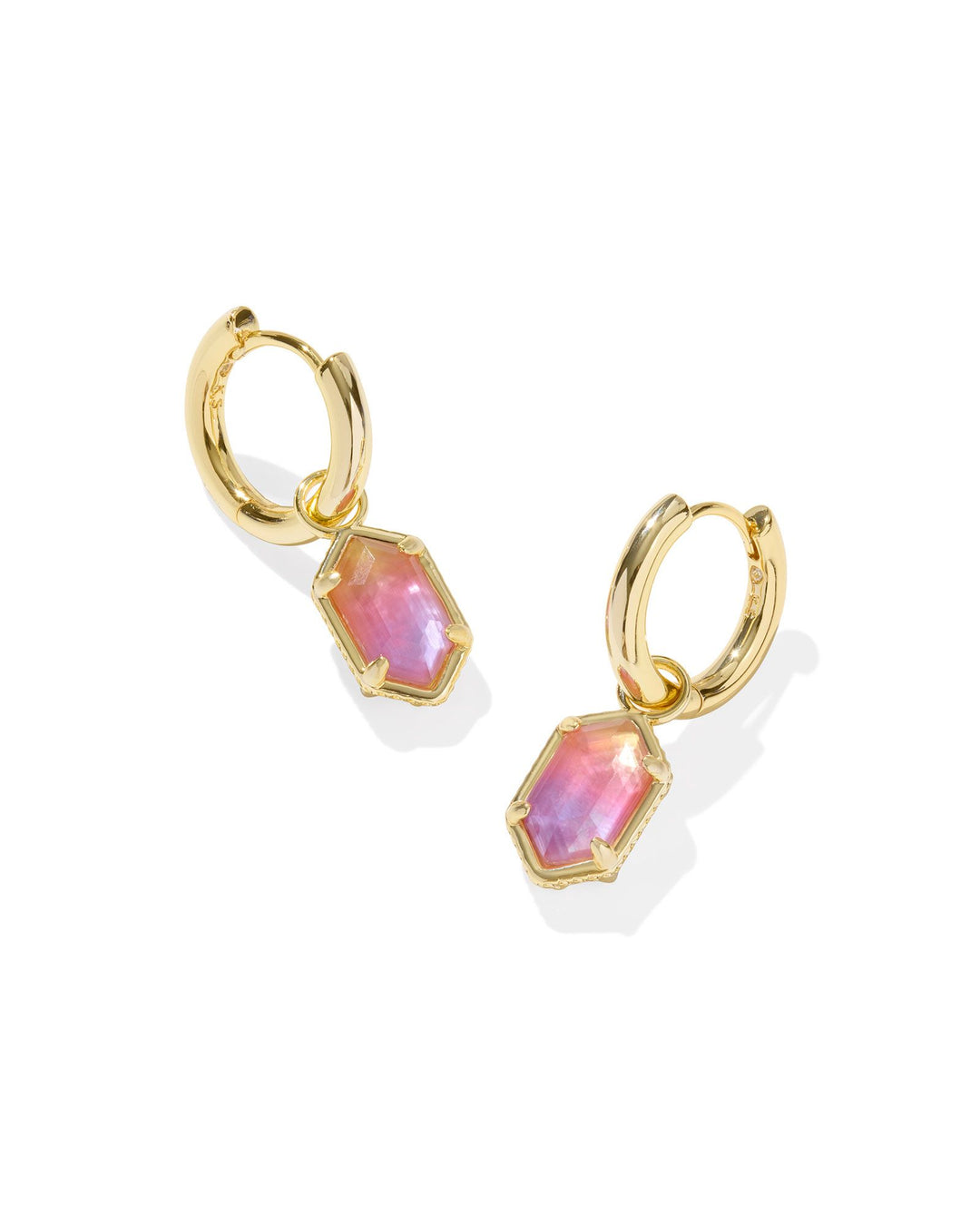 Hallie Gold Huggie Earrings, Sunrise Watercolor Illusion