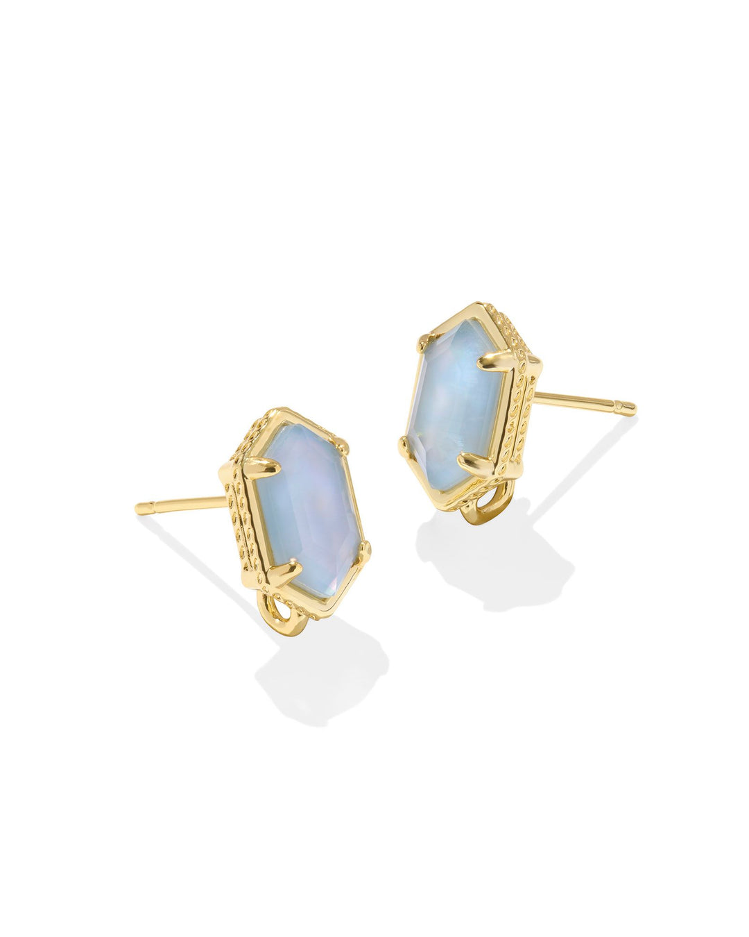 Hallie Gold Convertible Drop Earrings, Sky Blue MOP