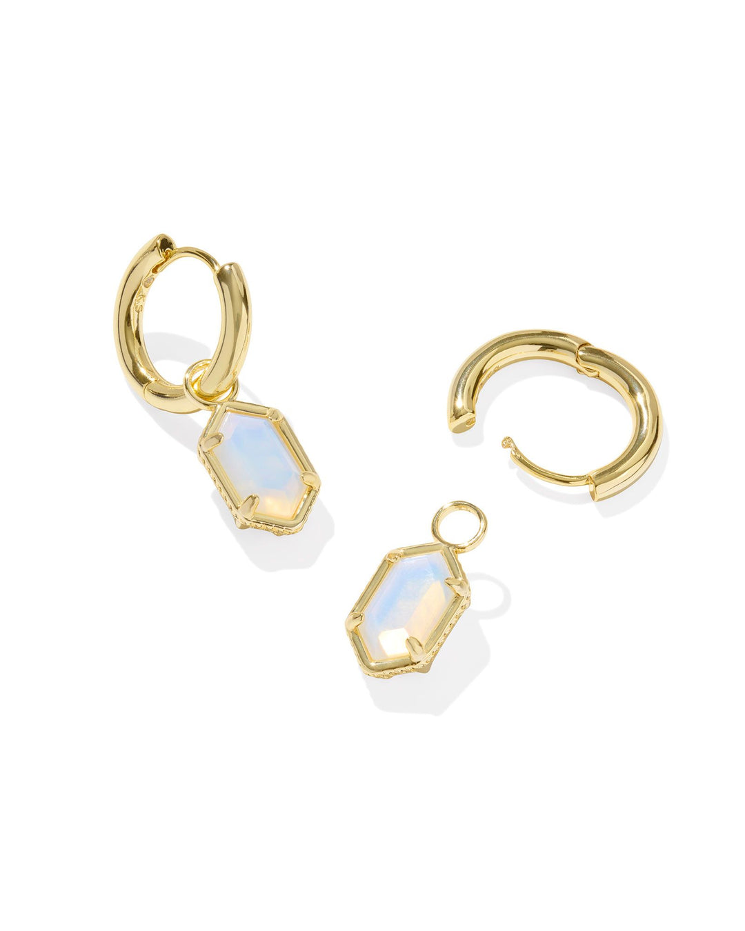 Hallie Gold Huggie Earrings, Opalite Illusion