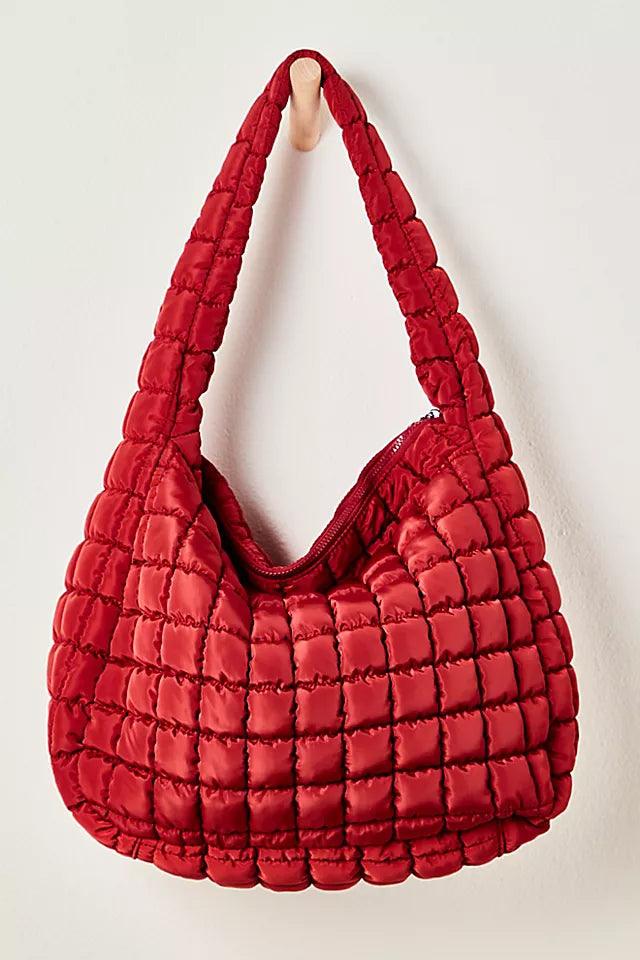 Quilted Carryall Bag, Sour Cherry