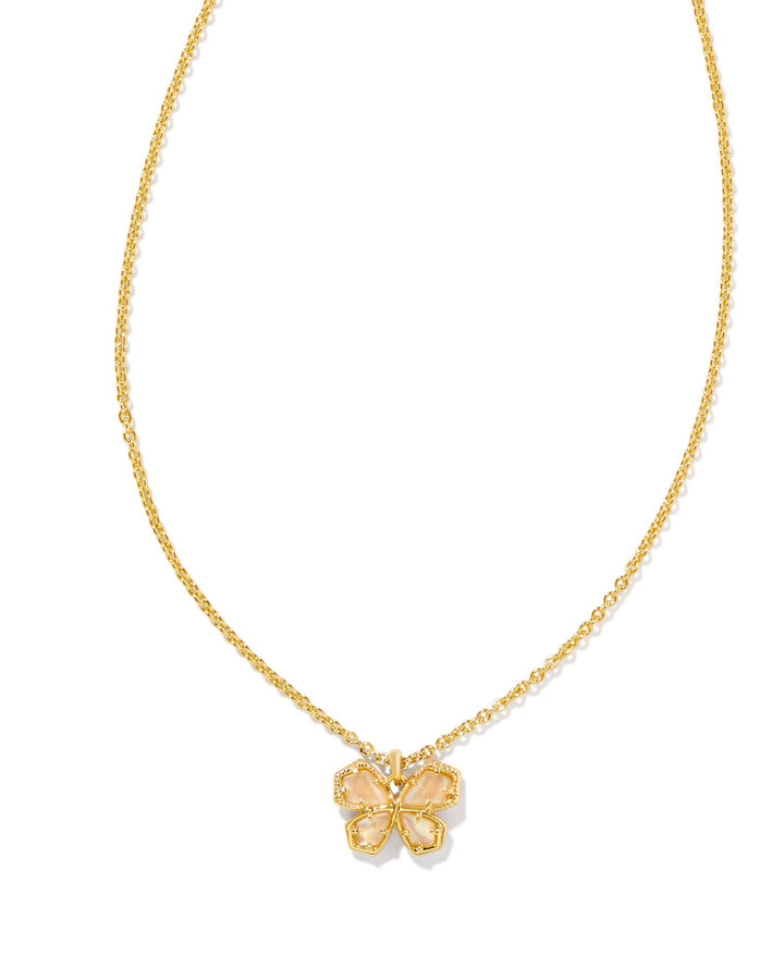 Mae Gold Butterfly Pendant Necklace in Golden Abalone